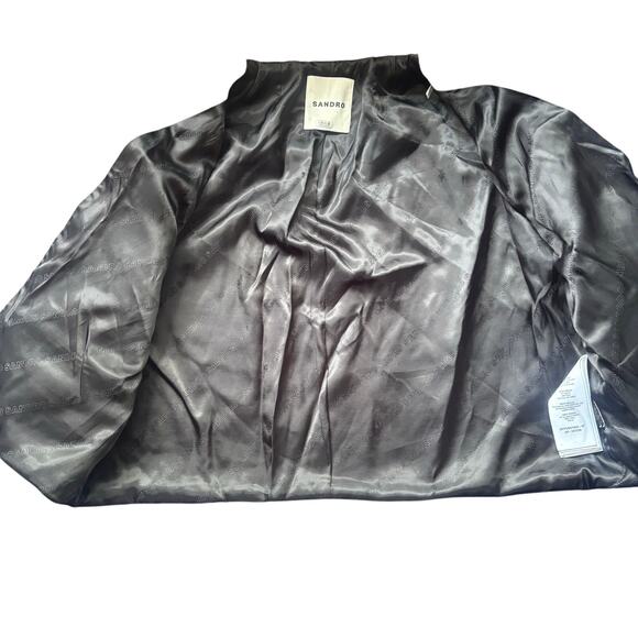 Sandro Denim Jacket with Leather Collar - Picture 15 of 16